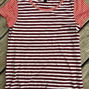 J. Crew, stripe, short sleeve, red and orange T-shirt women's size L
